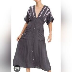 Free People Love to Love You midi dress gray and purple